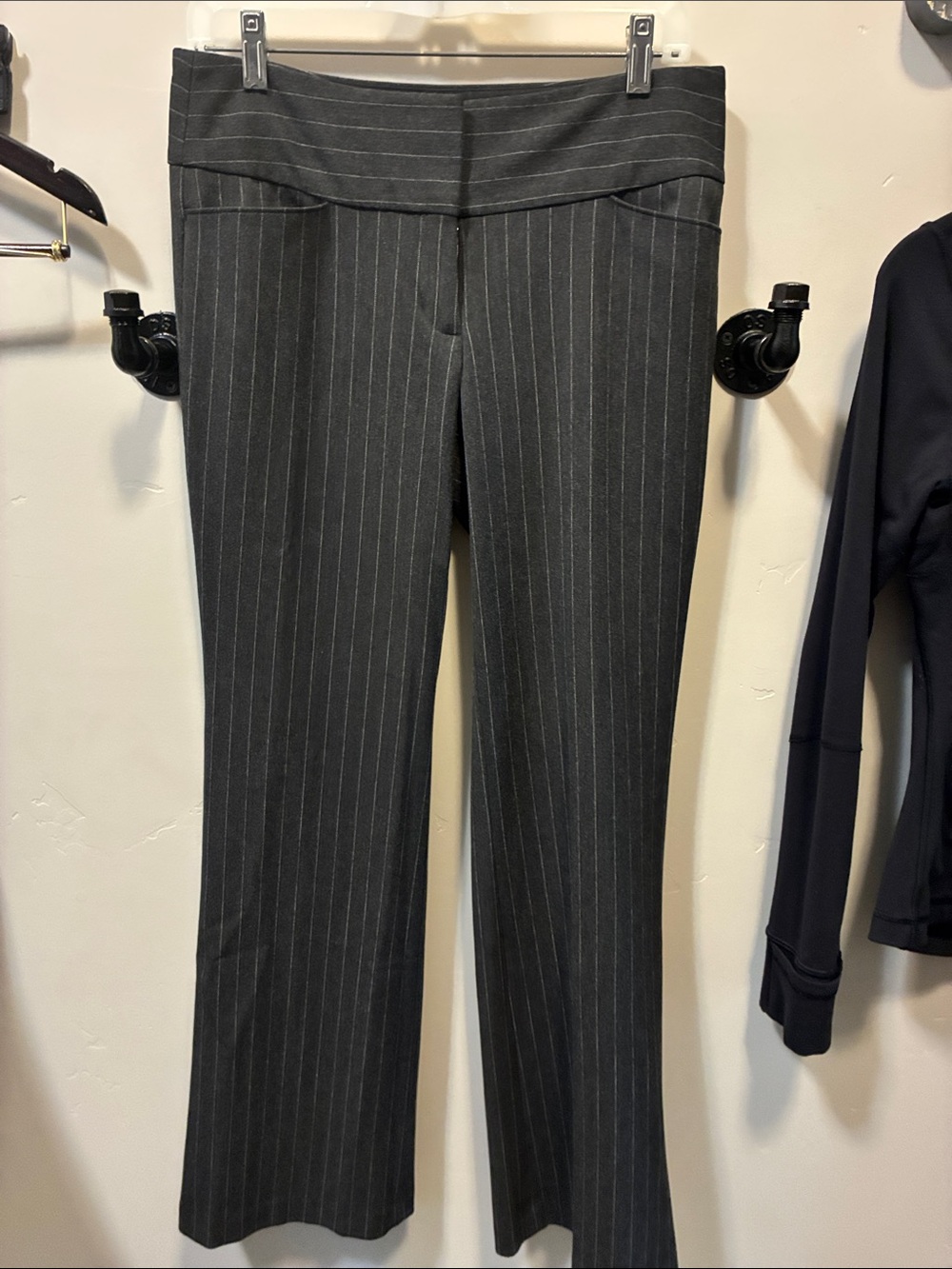 Express Dark Gray Pinstripe Boot Cut Pants